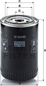 Mann-Filter W 940/69 - Φίλτρο λαδιού www.spanosparts.gr