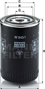 Mann-Filter W 940/1 - Φίλτρο λαδιού www.spanosparts.gr