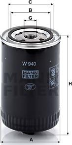 Mann-Filter W 940 - Φίλτρο λαδιού www.spanosparts.gr