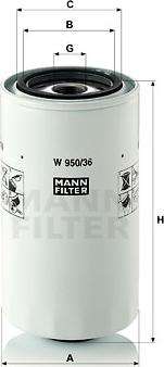 Mann-Filter W 950/36 - Φίλτρο λαδιού www.spanosparts.gr