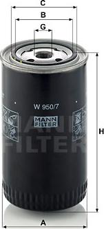 Mann-Filter W 950/7 - Φίλτρο λαδιού www.spanosparts.gr