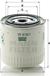 Mann-Filter W 916/1 - Φίλτρο λαδιού www.spanosparts.gr