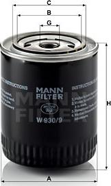 Mann-Filter W 930/9 - Φίλτρο λαδιού www.spanosparts.gr