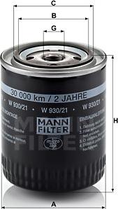 Mann-Filter W 930/21 - Φίλτρο λαδιού www.spanosparts.gr