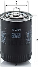 Mann-Filter W 933/1 - Φίλτρο λαδιού www.spanosparts.gr