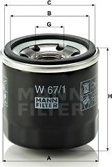 Mann-Filter W 67/1 - Φίλτρο λαδιού www.spanosparts.gr