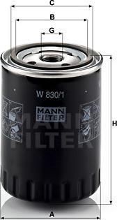 Mann-Filter W 830/1 - Φίλτρο λαδιού www.spanosparts.gr