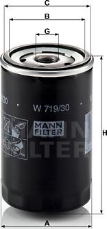 Mann-Filter W 719/30 - Φίλτρο λαδιού www.spanosparts.gr