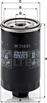 Mann-Filter W 719/21 - Φίλτρο λαδιού www.spanosparts.gr
