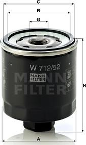 Mann-Filter W 712/52 - Φίλτρο λαδιού www.spanosparts.gr