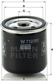 Mann-Filter W 712/80 - Φίλτρο λαδιού www.spanosparts.gr