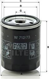 Mann-Filter W 712/73 - Φίλτρο λαδιού www.spanosparts.gr