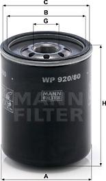 Mann-Filter WP 920/80 - Φίλτρο λαδιού www.spanosparts.gr