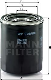 Mann-Filter WP 928/80 - Φίλτρο λαδιού www.spanosparts.gr