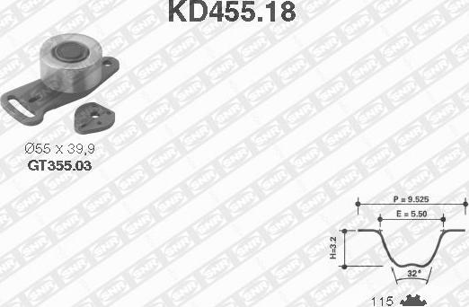SNR KD455.18 - Σετ οδοντωτού ιμάντα www.spanosparts.gr